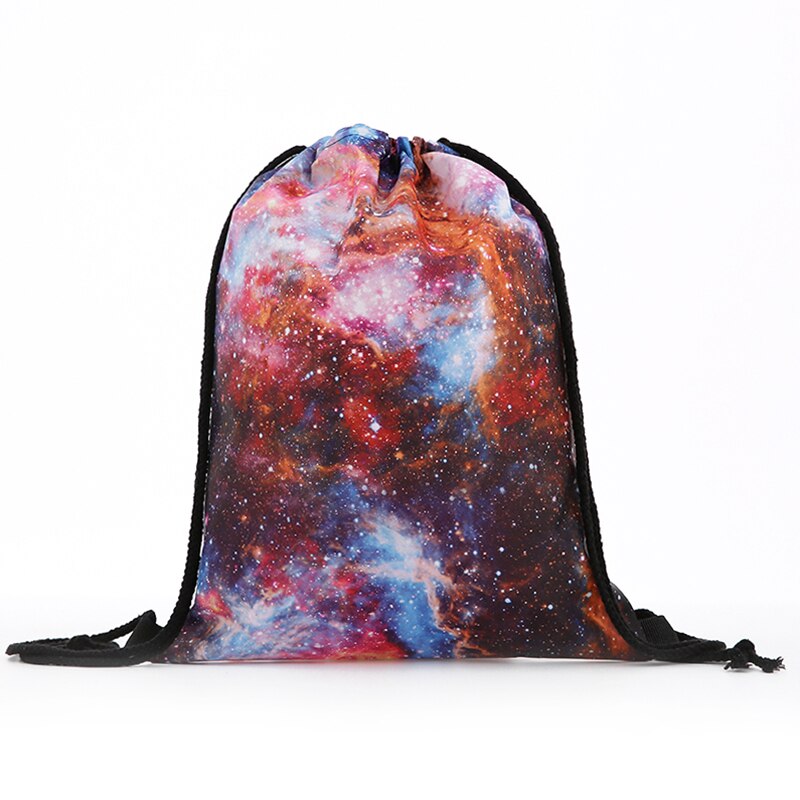 Reppu naisille mini kiristysnyöri tähtitaivas reppu 3d painatus matkalaukut miehet mochila kiristysnyöri laukku girs