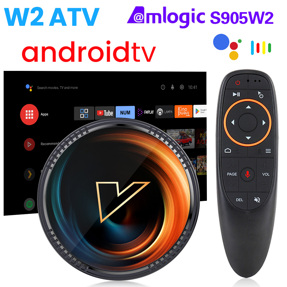 W2 atv androidtv 11.0 caixa de tv inteligente amlogic s905w2 suporte entrada 8k vídeo 4k 60fps av1 duplo wifi bt4.0 google voz media player
