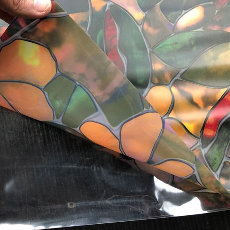1 Roll Zelfklevende Stained Glass Window Glas Film Sticker Opaque Privacy Sticker Raamdecoratie Cling Glas Film Kleurrijke