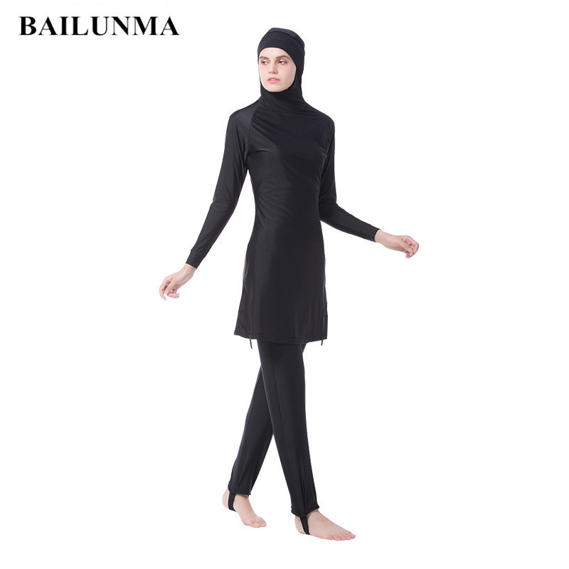 Plus Size Muslim Swimwear Women Modest Full Cover Swimsuit Islamic Hijab Islam Swim Surf Wear Sport Burkinis Beachwear Bathing