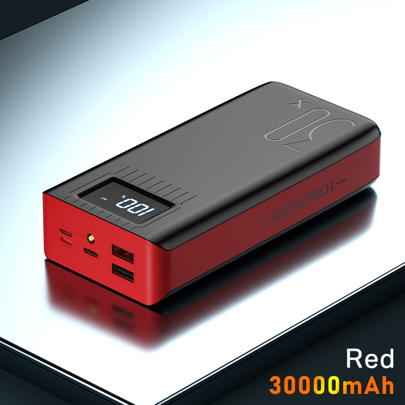 30000mAh batterie externe LED affichage numérique double USB charge rapide batterie externe pour Samsung iPhone 11 Pro batterie externe: Red 30000mah