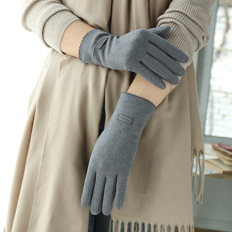 Grace Lady Gloves Women Winter Vintage Touch Screen Warm Windproof Cycling Driving Full Finger Glove Mittens G058
