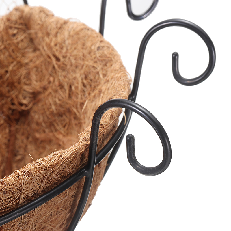25X28cm Half Round Hanging Coconut Shell Iron Plant Flower Pot Basket Planter Art For Home Garden Floral Plants Basket