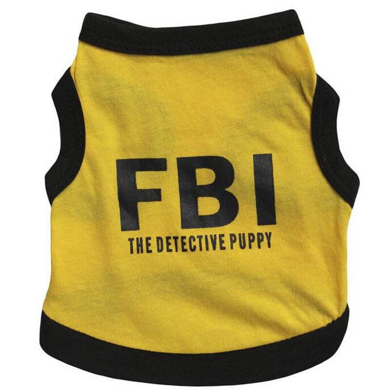 Camiseta de chaleco FBI, camiseta sin mangas para perros, ropa de verano para perros pequeños, ropa para perros, chaleco guay delgado para cachorros: Dorado / XS