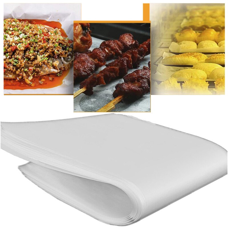 50PCS/Lot Eco-friendly Greaseproof Paper Baking Double-sided Thicken Non-stick Oil-Absorbing Sheets White BBQ