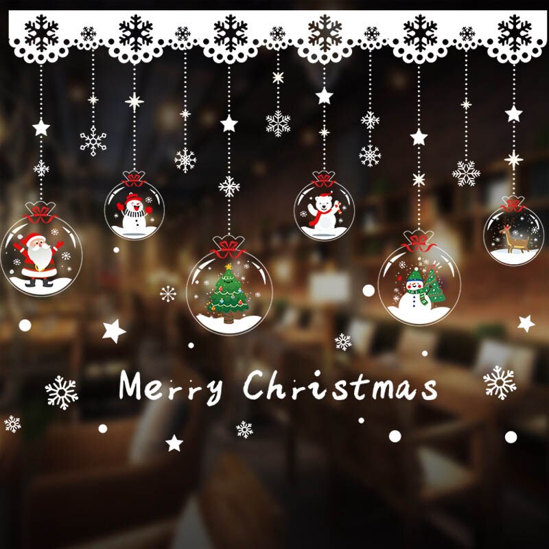 Snowman Wall Sticker DIY Christmas Party Home Decoration Windows Door PVC Stickers Year Household Glass Wall Sticker: Style 12