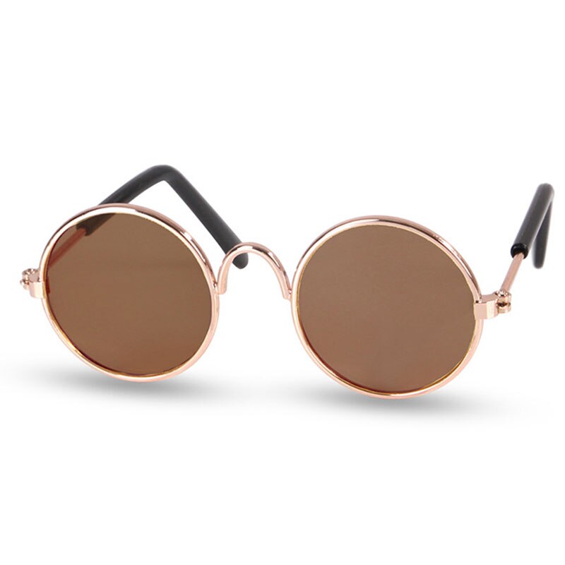 Pet Glasses Lovely Vintage Round Cat Sunglasses Reflection Eye Wear Glasses For Small Dog Cat Pet Photos Props Accessories: coffee