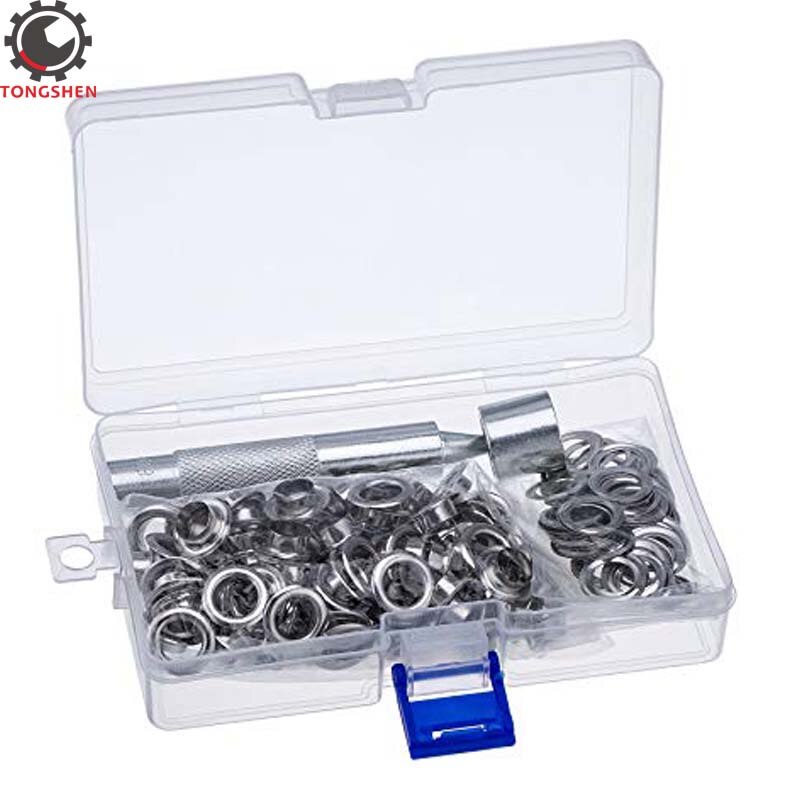 Grommet Tool Kit Grommet Setting Tool 100 Sets Metal Grommets Eyelets 10mm Inside Diameter for Clothes Leather Canvas