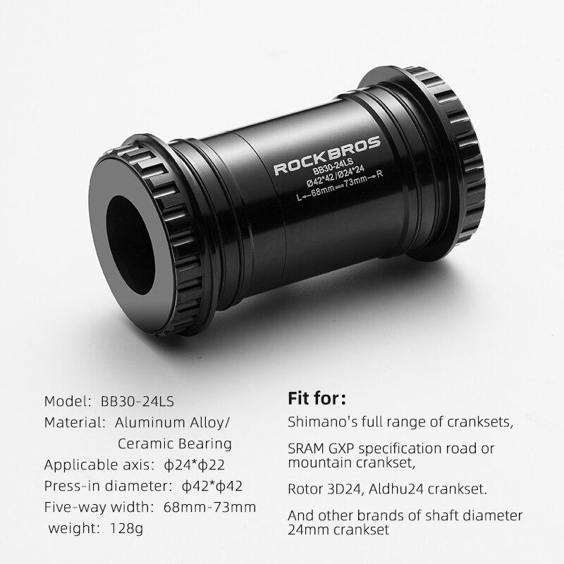 ROCKBROS-Adaptador de soportes inferiores de bicicleta, prensa de rodamiento de cerámica, eje BSA para Shimano R8000 6800 R7000 SRAM GXP SRAM DUB ROTOR 3D: BB3024-LS