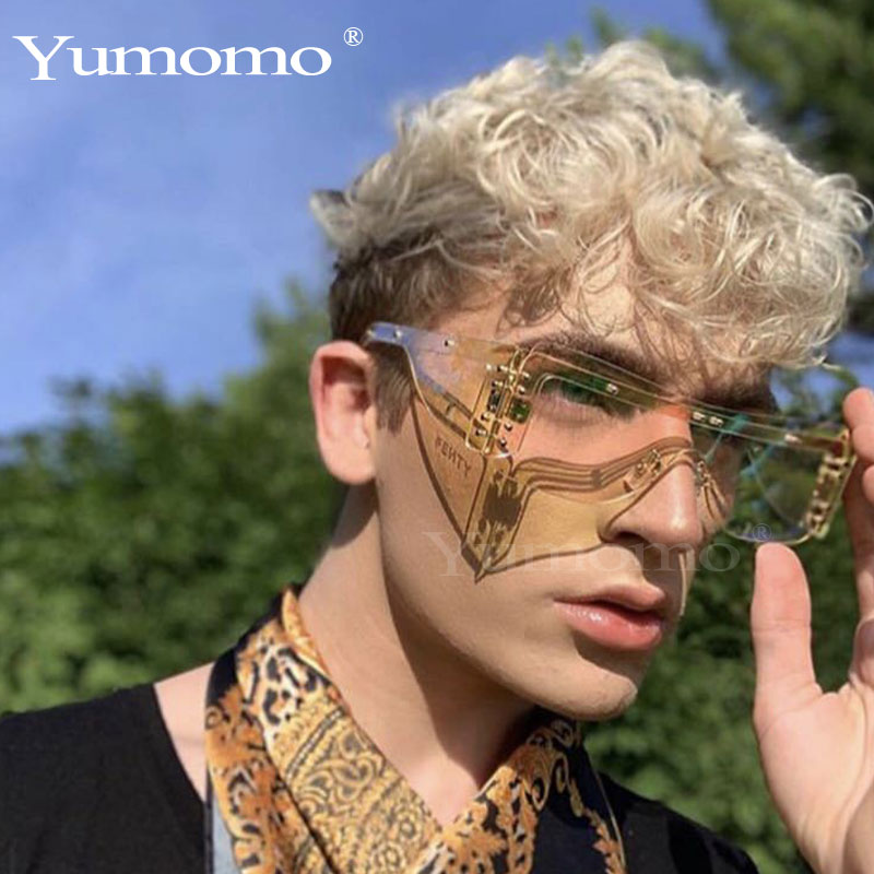 Lunettes de soleil carrées sans monture femmes dégradé Rectangle lunettes de soleil hommes lunettes de soleil lunettes de créateur Rihanna Style