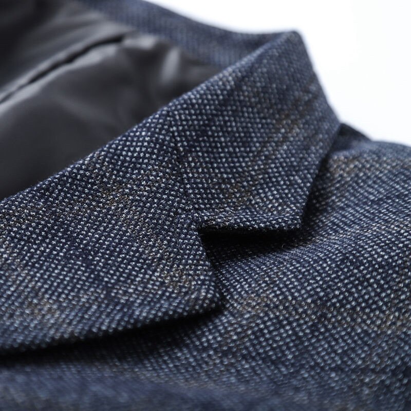 Men Blazers Fleece Wool 4XL 5XL Autumn British Plaid Male Slim Fit Business Casual Coat Men Brand Outwear Suit Jacket