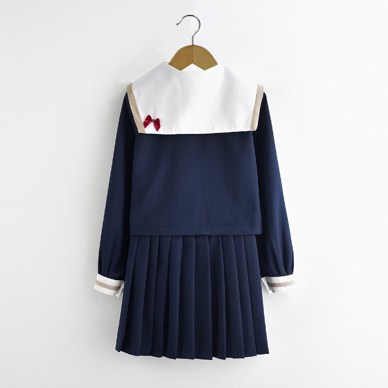 Meisjes schooluniform met lange mouwen, witte sneeuw, jk-uniform, japanse zachte schoolkleding, matrozenuniform met lange mouwen, d --0192