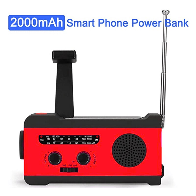 Solar Hand Crank Radio AM / FM / WB Weather Radio ... – Grandado