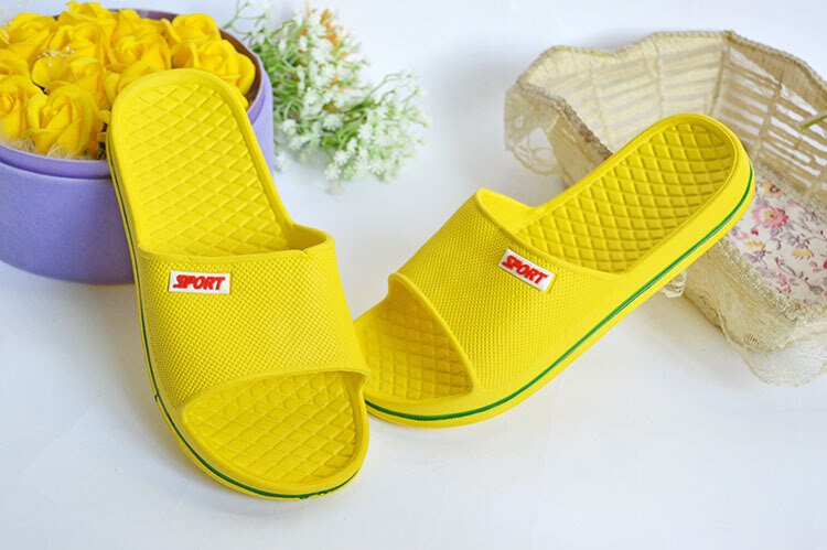 EVA Household Slippers Men's Indoor Flip Flops Lovers' Anti Slip Thick Bottom Slippers Summer Women Home Flat Shoes WSL1000: Yellow / 37