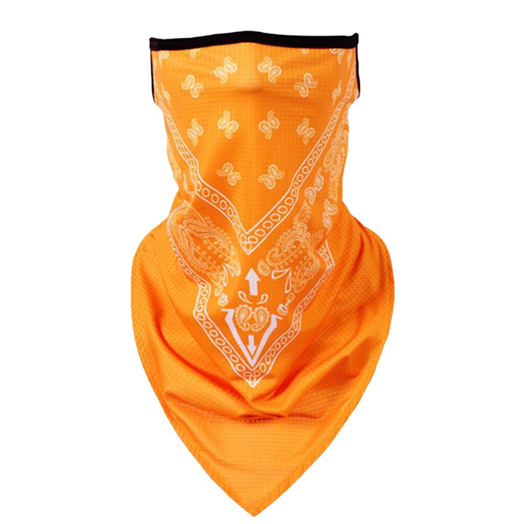 Tri-Angle Bandana Gezicht Shield Opknoping Oor Buis Sjaal Ice Zijde Nek Gaiter Cover Anti-Uv Glad Ademend Hoofdband Mannen masque: Orange 