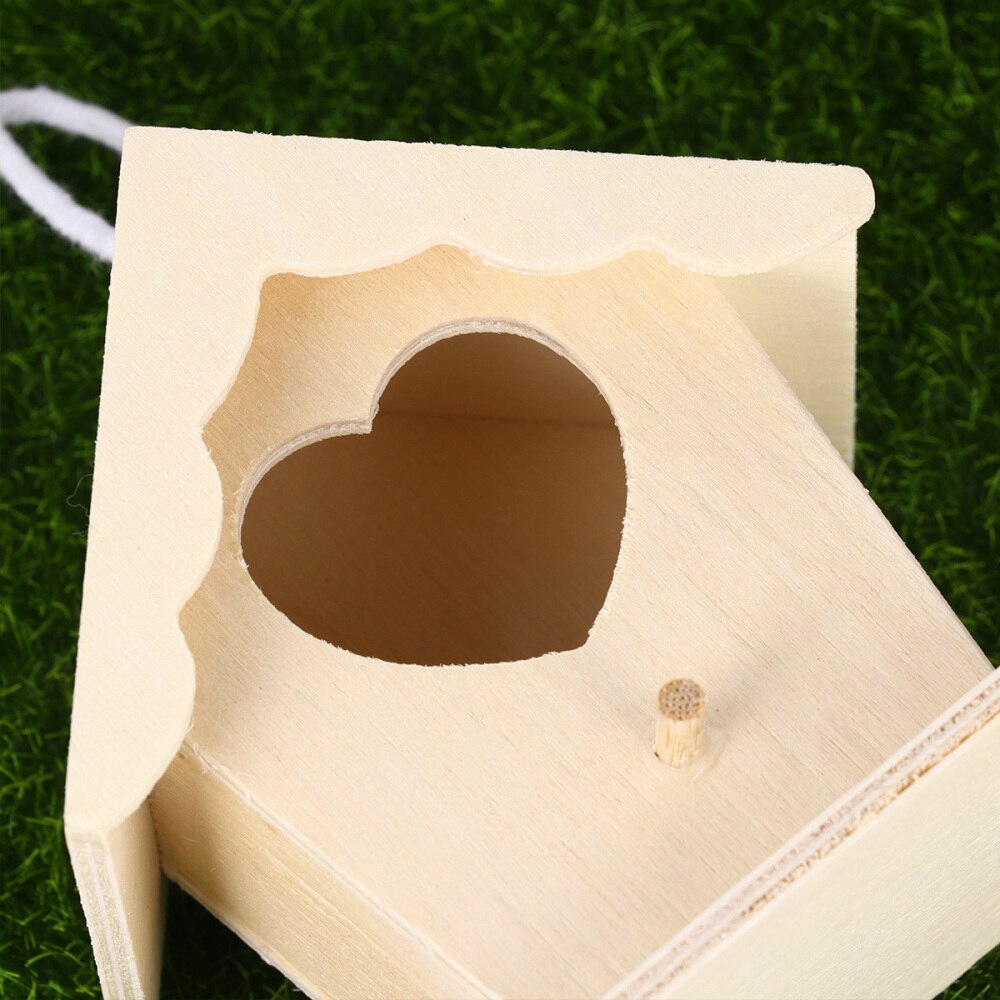 1pc Bird Nest Wooden Bird Nest Hanging Birds Living Place House Shape Bird Nest Wooden Hanging Bird Nest