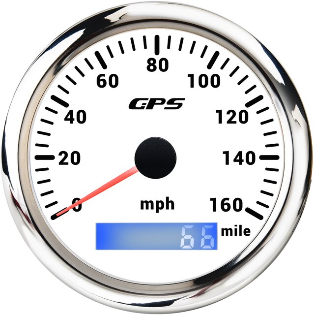 Tachimetro GPS 85MM 80 160 MPH miglia con sensore tachimetro retroilluminazione a 7 colori impostato per moto Marine Boat Car Auto 12V 24V: 160MPH white silver