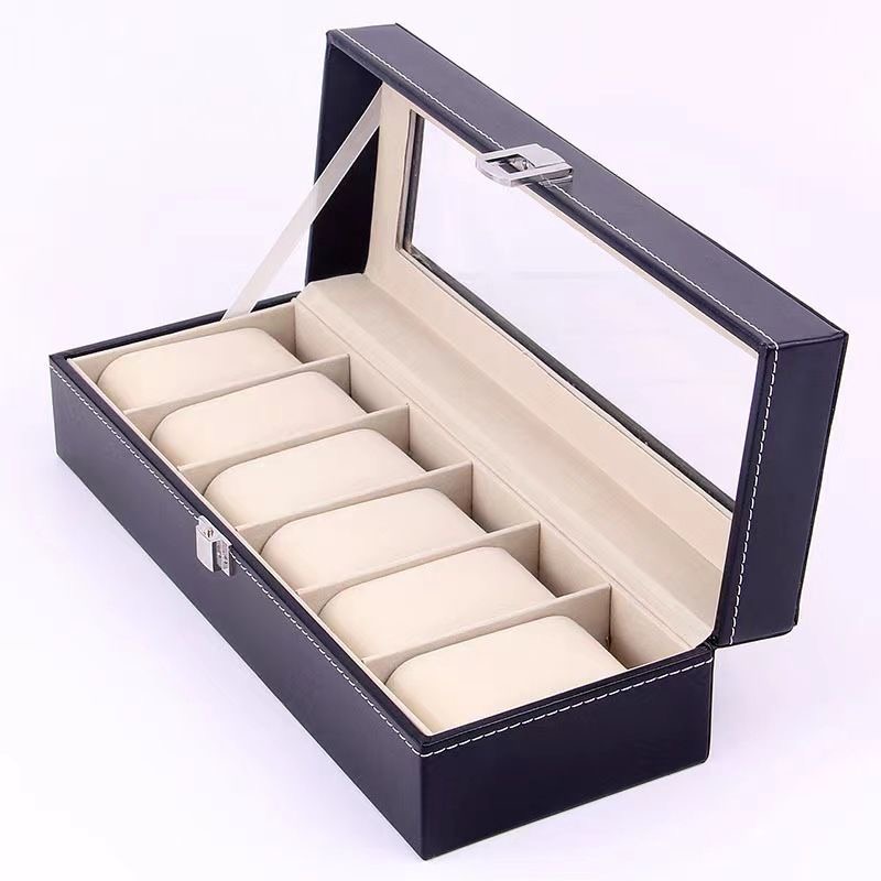 DELESYS 2/3/4/5/6/8/10/12 Slots PU Leather Watch Box Traditional Style Watch Storage Box Watch Case With Lock