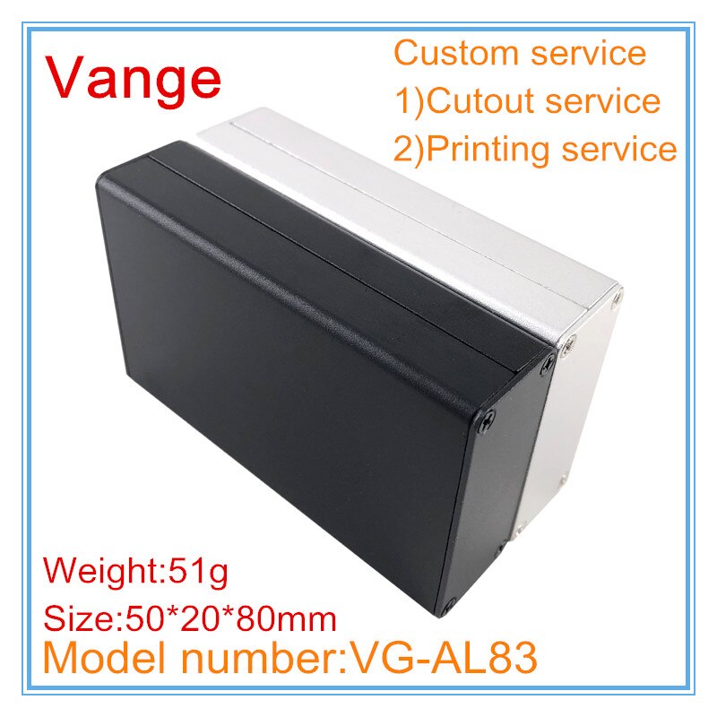 1pc/lot two color avilable extruded aluminum profiles 50*20*80mm 6063-T5 aluminum case diy project box for electronic PCB