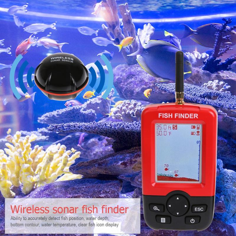 XJ-01 Draagbare Kleur Lcd-scherm Fishfinder Draadloze Sonar Transducer Echo Sounders Fishfinder