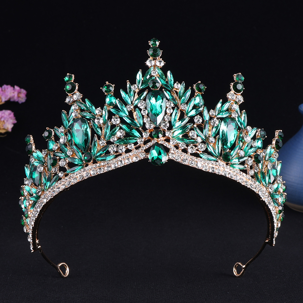 Tiara de cristal de gota de agua de Color dorado Vintage barroco para mujer, diadema, boda, niñas, de cumpleaños, corona , accesorios para el cabello: Chapado en cobre envejecido