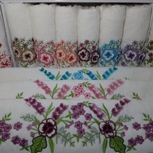 6 Pcskitchen Badkamer Geborduurde Handdoek Set Van 6 Voor Hand & Gezicht Famous 100% Turkse Zacht Katoen 50*90 Cm Motief Handdoek Set