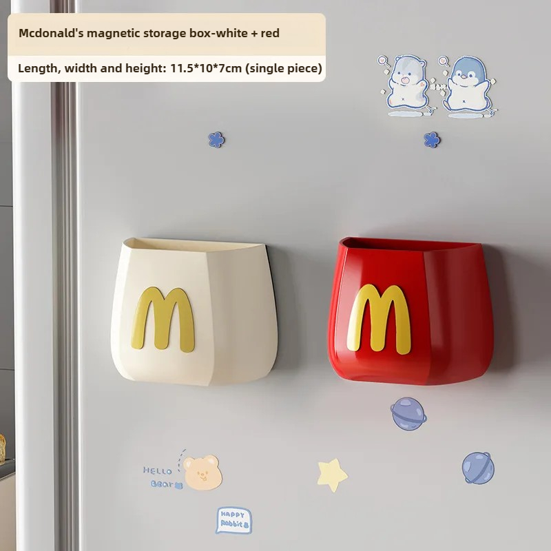 Conteneur de rangement de cuisine, boîte de rangement magnétique pour réfrigérateur, sans trou, mural, décoration de maison, articles de cuisine, aimant: GRIS FONCÉ