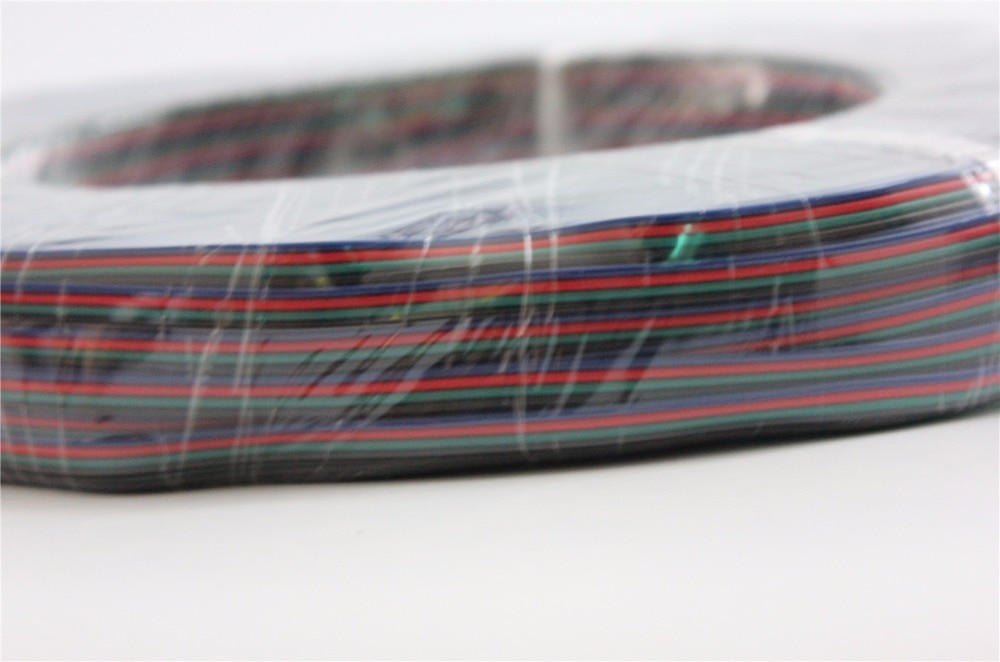 10 m/partij RGB 4pin cable voor LED RGB strip, 22AWG RGB 4 kleuren draad, 4pin Vertind koper breiden draad