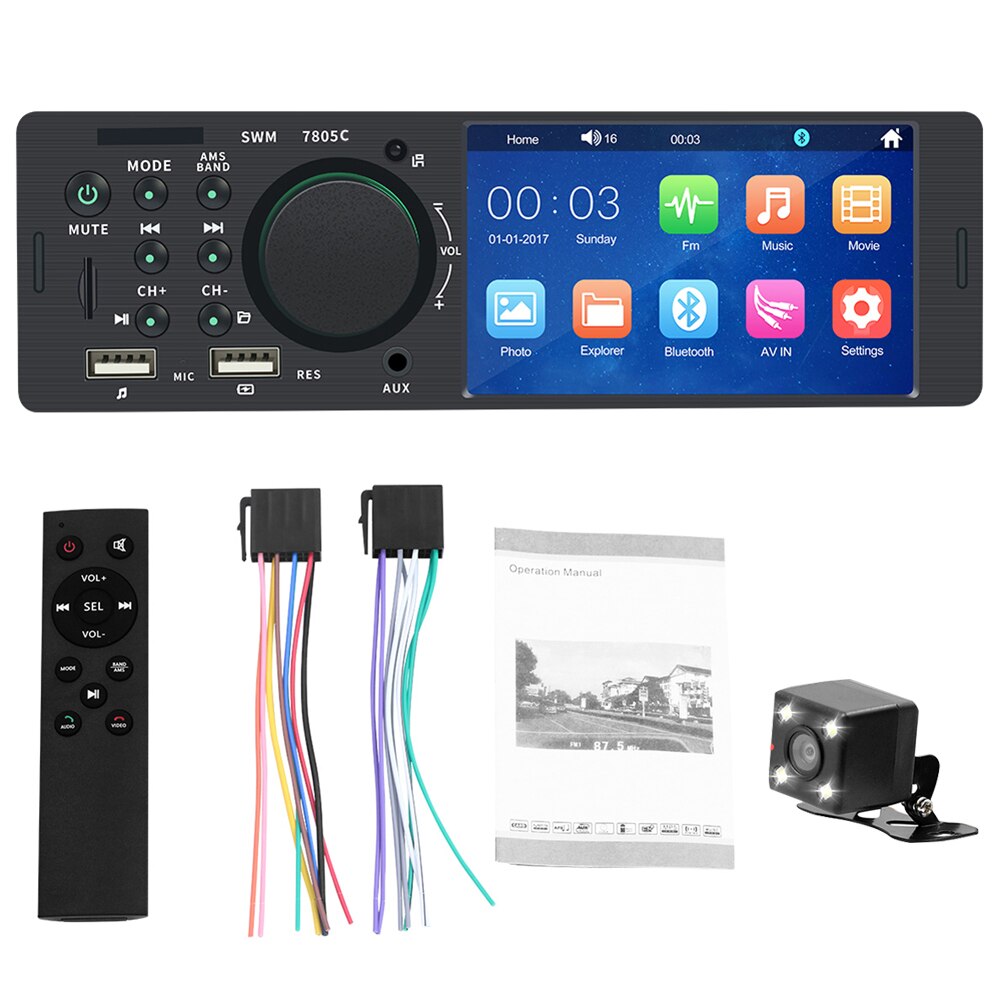 Touch Screen Car Radio 1 Din Bluetooth Audio Video MP5 Player TF USB AUX FM Audio Player Remote Control Car Multimedia Player