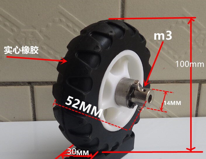100mm plast hjul gummihjul skridsikker stor fod klatring trapper smart bil robot