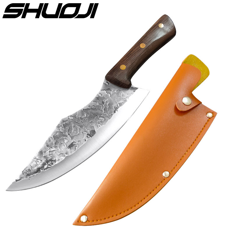 Forge Boning Knife Japanese Full Tang Handle Knife Handmade Steel Kitchen Boning Knives Chef Slicing Utility Santoku Cleaver: Type 1 with Sheath