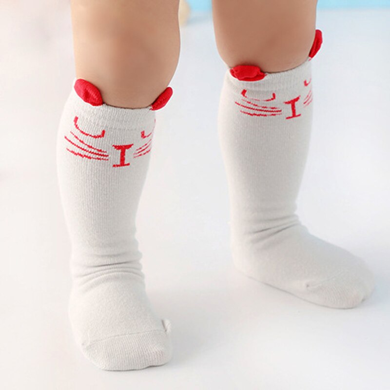 Hylidge Leuke Cartoon Baby Knie Sokken Lente Zomer Kinderen Kids Lange Sokken Veelkleurige Meisje Jongens antislip Vloer Sokken: Grey Cat / 24M