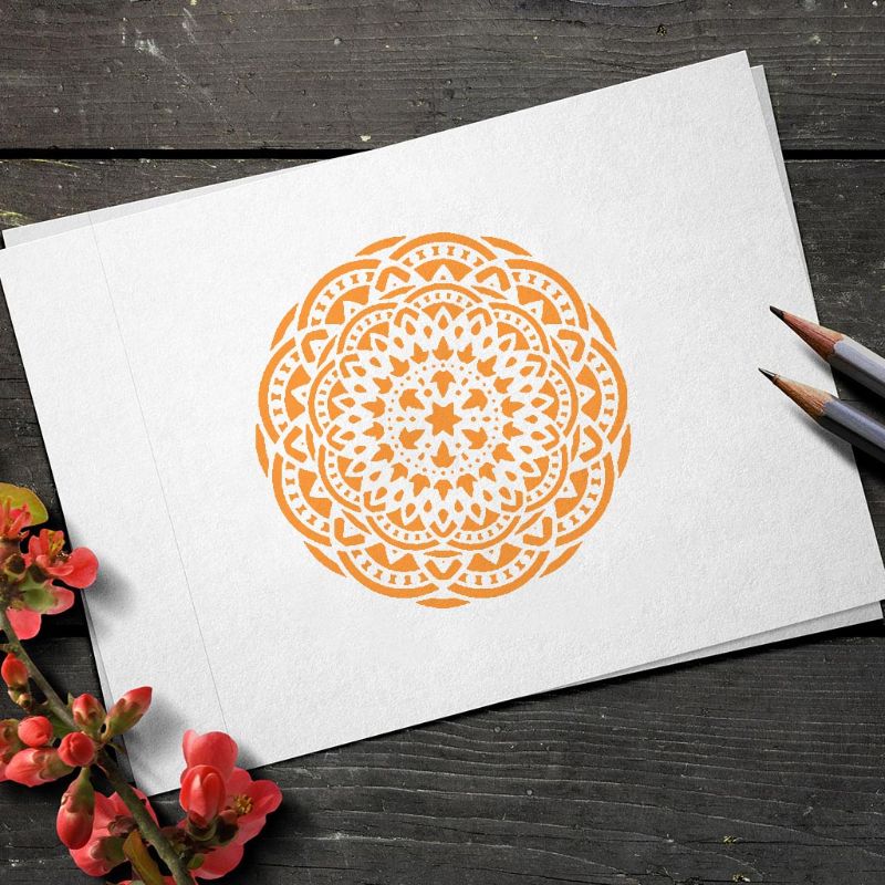 9pcs/set Mandala Stencil Drawing Template for Tile Floor Painting Board DIY Album Scrapbooking Decor