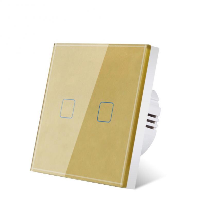 AUBESS 1 2 3 Gang EU Touch Switch LED Backlight Panel Tempered Crystal Glass Wall Light Sensory AC100-240V Switches Interruptor: gold white two