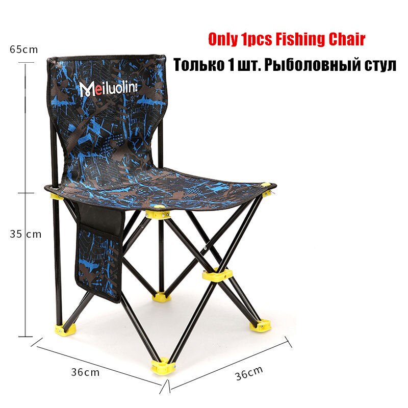 Bærbar fiskestol foldestol multifunktionel udendørs campingstol høj belastning strand vandreture picnic sæde værktøj stol