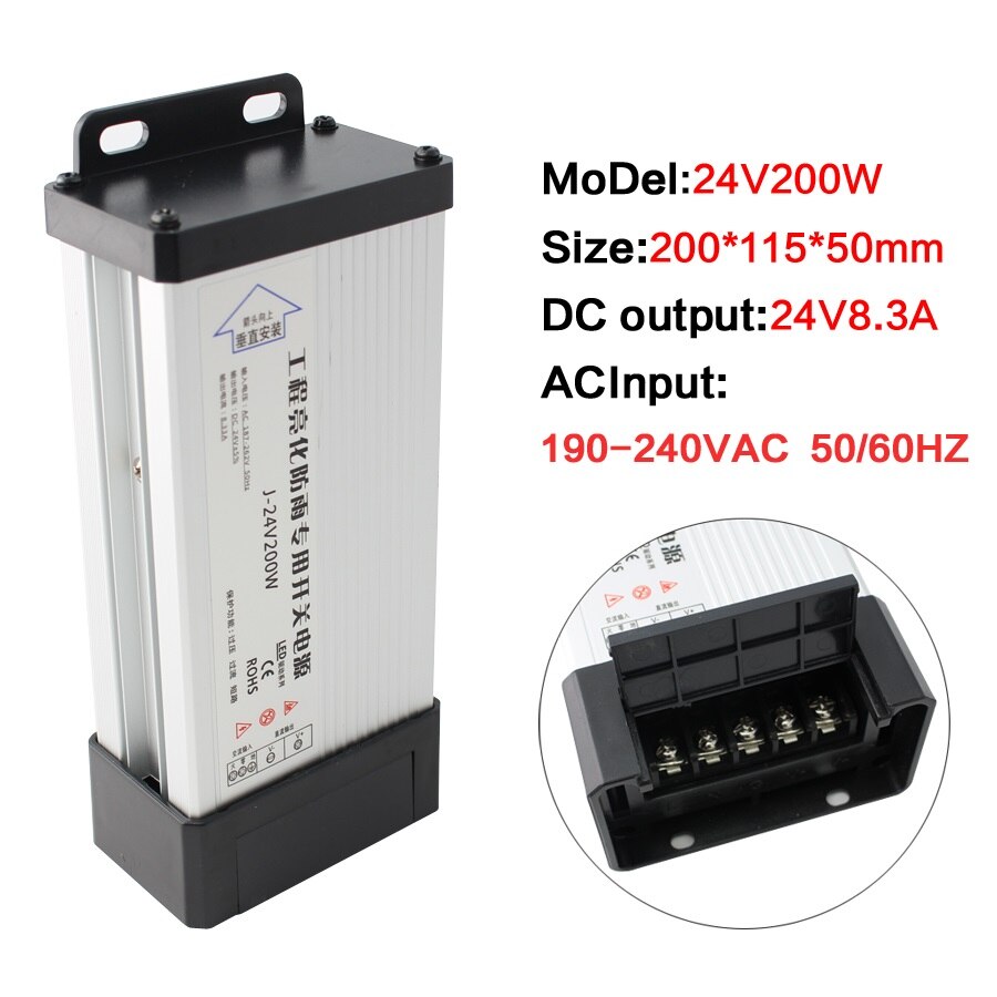 24V Power Supply 24V Lighting Transformers DC Outdoor 24 V Rainproof Waterproof Adapter Lighting Transformers AC 110 220 V: 120W / Waterproof 24V