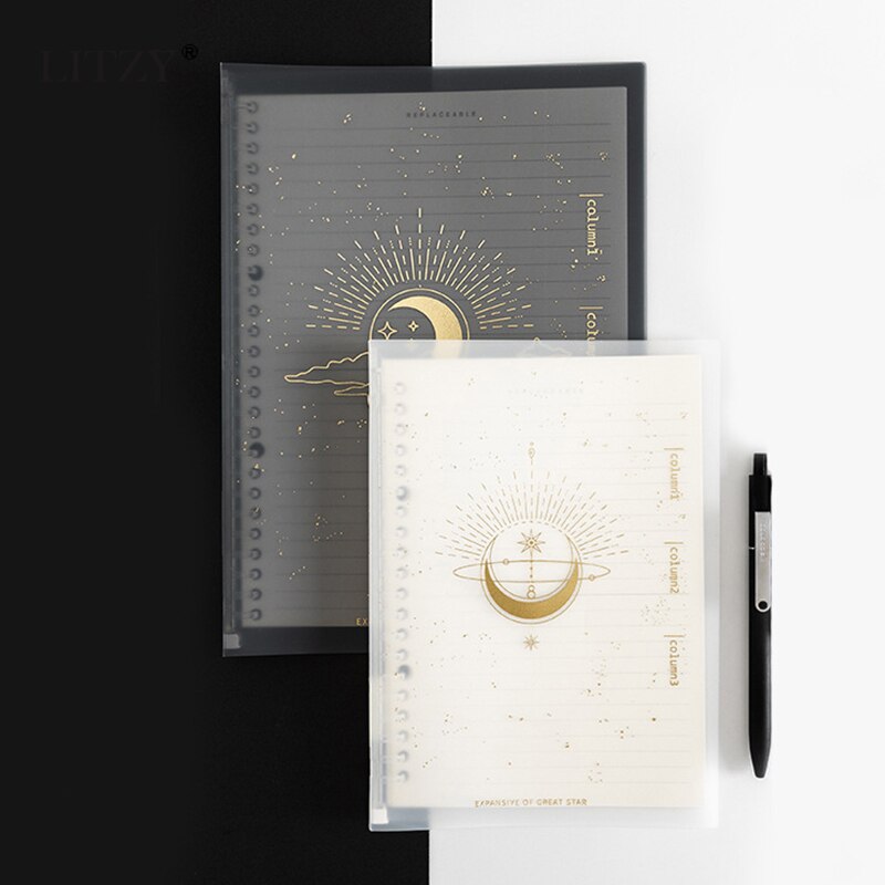 LITZY-Cuaderno de hojas sueltas B5, libreta lateral suave, planificador de diario, cuadernos de línea Horizontal transparente, papelería escolar y de oficina, 20 hojas