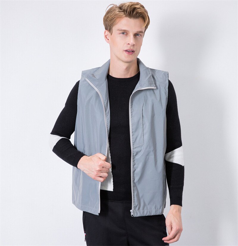 Reflekterande linnen män kvinnor 3m toppar avslappnad hiphop vindjacka nattsport kappa luva fluorescerande kläder: S