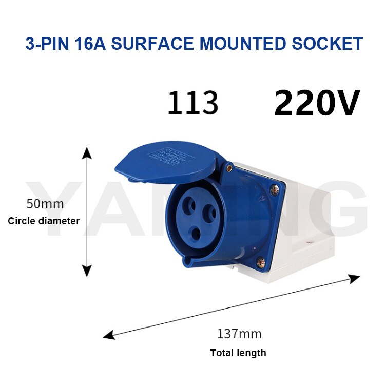 3 Pins Waterproof Industrial Plug Socket Embeded Surface Mounted Connector 16A/32A Aviation Explosion-proof Male And Female: 16A surface mounted 