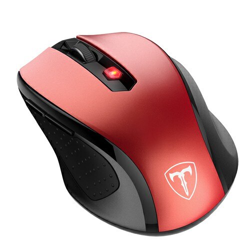 VicTsing – souris optique sans fil ergonomique, 2.4G, avec récepteur USB, 5 DPI réglables, 6 boutons pour ordinateur portable et PC: Red Mouse