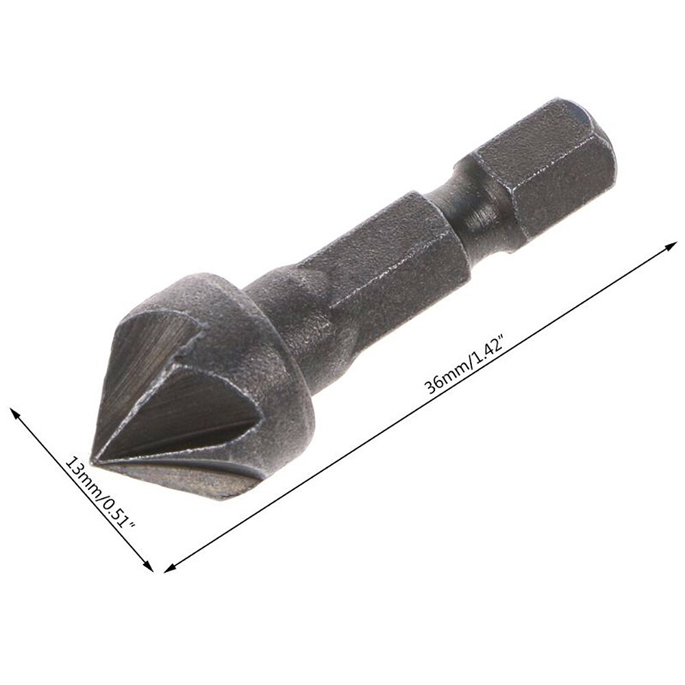 1PC 90 Degree Countersink Drill Chamfer Bit 1/4" Hex Shank Carpentry Woodworking Angle Point Bevel Cutting Cutter Remove Bur