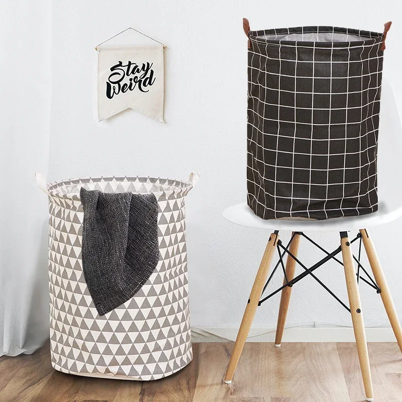 Organizer Canvas Laundry Basket Waterproof Large Capacity Laundry Hamper Dirty Clothes Storage Basket Toy Home Storage Bin 45x35
