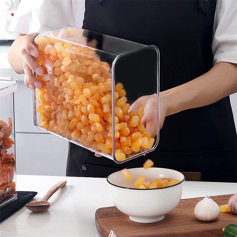 Food storage box Grain storage rack with wall-mounted plastic container storage box Transparent grain tank kitchen supplies