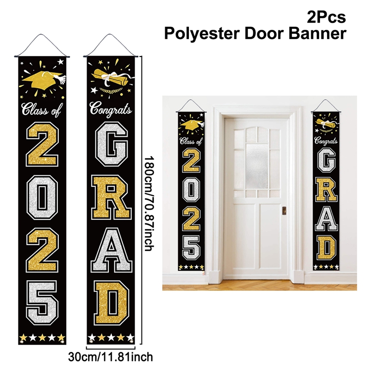 1pair Graduation Porch Sign Banner Large Congrats Grad Party Supplies Class of Decor Door Banner For Graduation Party