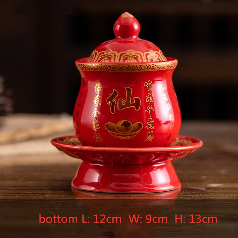 1 Pc Chinese Stijl Heilige Water Cup Keramiek God Van Rijkdom Serveren Mokken Aanbidding Boeddha Lotus Aanbieden Cups Boeddhistische Leveringen: D3