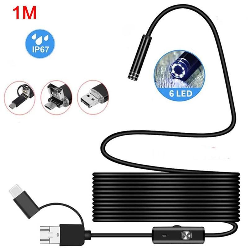 Cámara endoscópica de 7mm, tres en uno, tipo c, suministros de reparación de tuberías de coche, herramientas de endoscopio Led Industrial, luz para mantenimiento, G9L4: Default Title