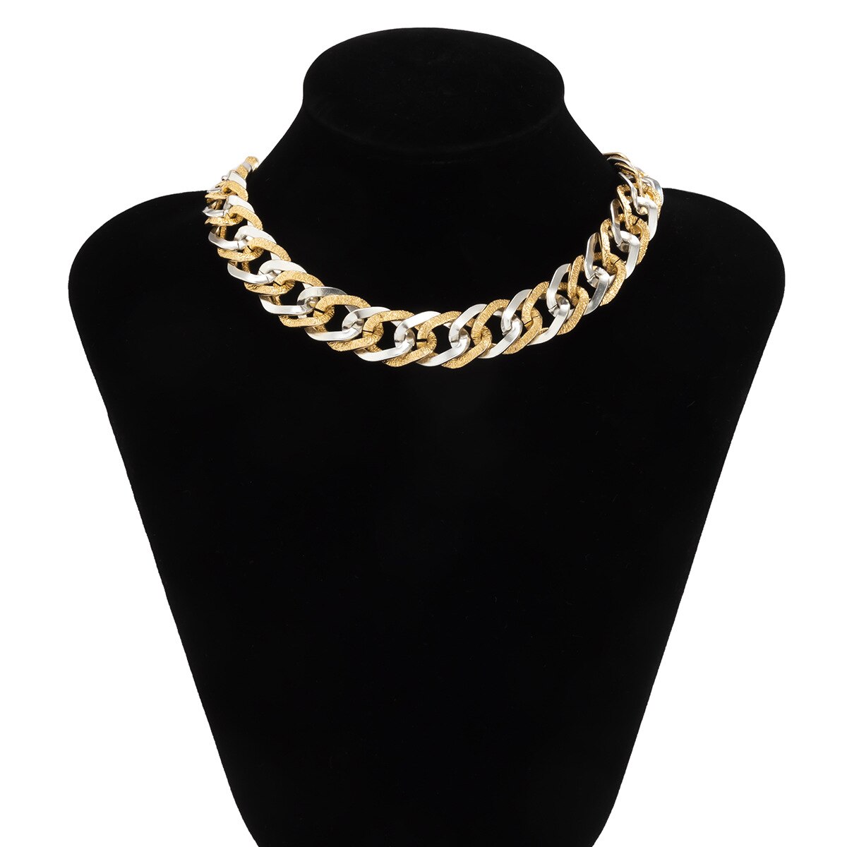 Punk gold chunky stainless steel bracelets for women, bangle bracelet, fashionable chain cuban link women's bracelet jawlery: Gold necklace