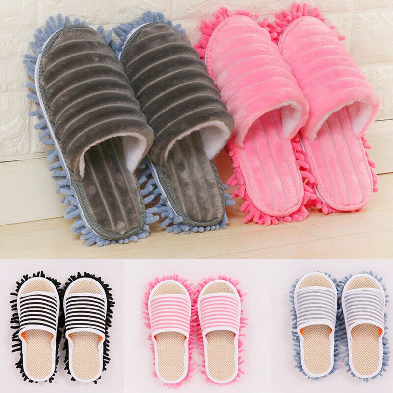 1 Pair Floor Dust Cleaning Foot Shoes Mop Slippers Lazy Quick House Flip Flop Floor Foot Socks Shoes