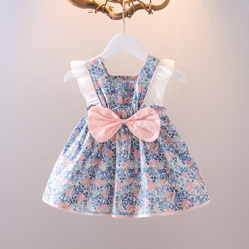 Lawadka 12M-4T Summer Baby Girl Clothes abito con fiocco in cotone con stampa per ragazze abiti da festa per il primo compleanno 2022 nuovi vestiti per bambini