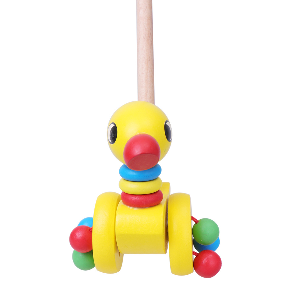 Baby Pushing Cart Toys Cartoon Animal Carts Wooden Trolley Carts Toys Outdoor Baby Walker Push Rod Cart Toys Training Aids